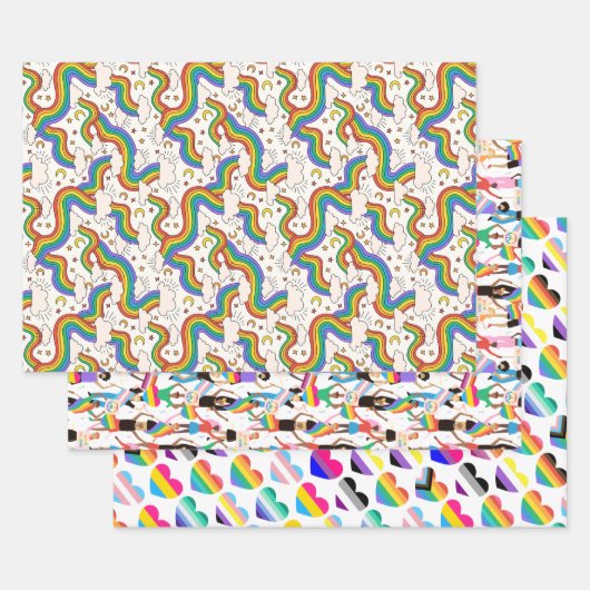 ツリーLGBTQ+デザイン ラッピングペーパーシート (セット)