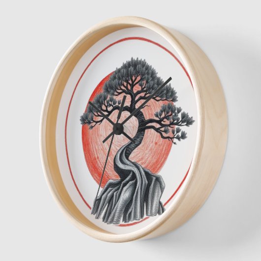 ツリ日本のー 壁時計 (傾斜)