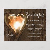 ツリ素朴ーハート写真の保存日付 ポストカード (正面)