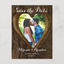 ツリ素朴ーハート写真Save the Date 結婚's ポストカード