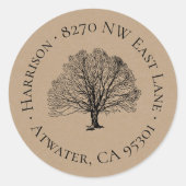 ツリ素朴ー丸差出人住所ラベル ラウンドシール (正面)