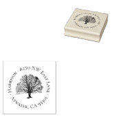 ツリ素朴ー円の住所スタンプ ラバースタンプ (押印)