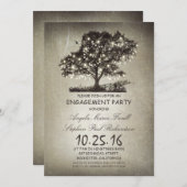 ツリ素朴ー&ストリングライト婚約パーティ 招待状 (正面/裏面)