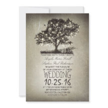 ツリ素朴ー&ストリングライト結婚式招待状