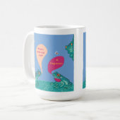 ツリ間抜けーのカエル – 青と緑 コーヒーマグカップ (正面左)