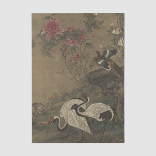 ツルの鳥の牡丹by馬雄友 薄葉紙 (正面)