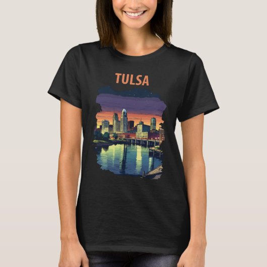 ツルサ オクラホマ シティライン ネオン 旅行 Tシャツ (正面)