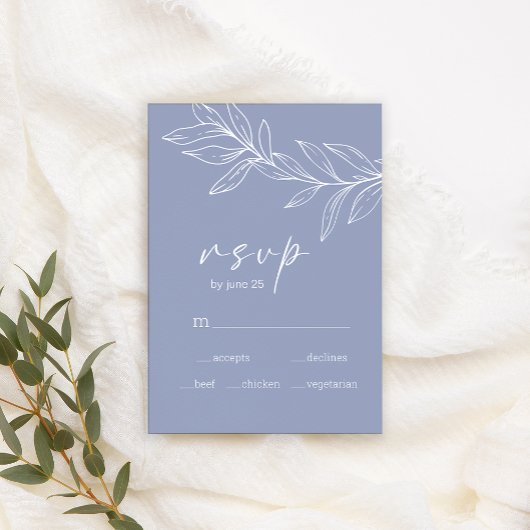 ツルニチニチソウの花の結婚式RSVPカード 出欠カード