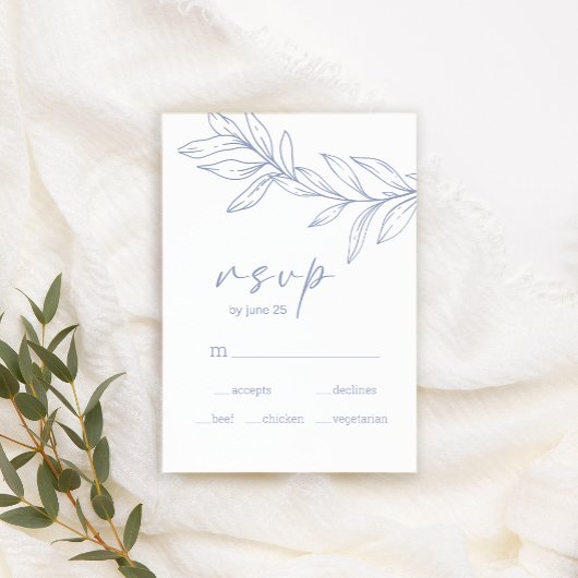 ツルニチニチソウの花の結婚式RSVPカード 出欠カード