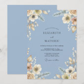 ツルニチニチソウクリームの花の結婚式 招待状 (正面/裏面)