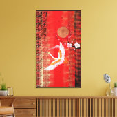 ツル日本のンサン日本桜レッド絵画ズ キャンバスプリント (インサイチュ (リビング))