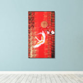 ツル日本のンサン日本桜レッド絵画ズ キャンバスプリント (インサイチュ (ウッドフロア))