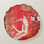 ツル日本のンサン日本桜レッド絵画ズ ラウンドクッション (裏面)