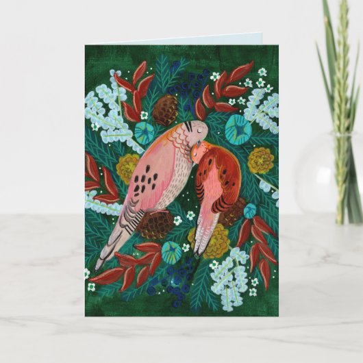 ツル2羽の花環クリスマス シーズンカード (正面)