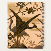 ツル、ヴィンテージ日本のアート、鳥の花が咲く木 プランナー手帳 (裏面)