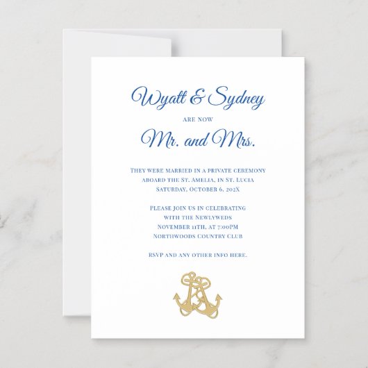 ツーアンカーズプライベート結婚式の招待状（受付のみ） マグネット招待状 (正面)
