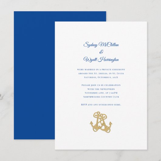 ツーアンカーズ ナウティカル プライベートセレモニー レセプション 招待状 (正面/裏面)