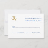 ツーアンカーズ ホワイト ネイビー シンプル返信カード 招待状 (正面)