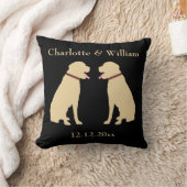 ツーイエローゴールデンパーソナライズされたラブラドール結婚ズ クッション (ブランケット)