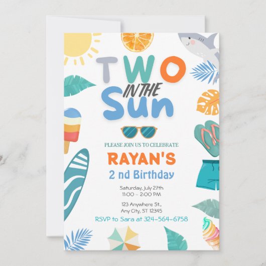 ツーインザサントロピカルビーチ2ndバースデーパーティー 招待状 (正面)