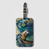 ツーウマティール(緑がかった色)ブルーグリーンブラウン ラゲッジタグ (正面縦)