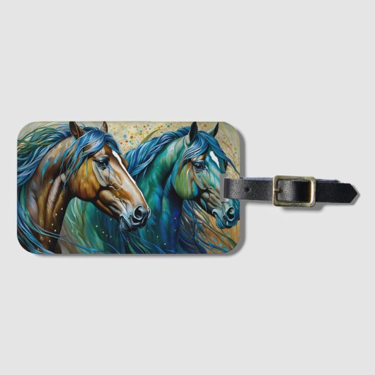 ツーウマティール(緑がかった色)ブルーグリーンブラウン ラゲッジタグ (正面横)