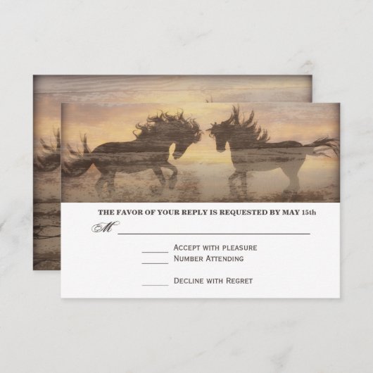 ツーウーズカント素朴リーウエディング出欠の出欠 出欠カード (正面/裏面)