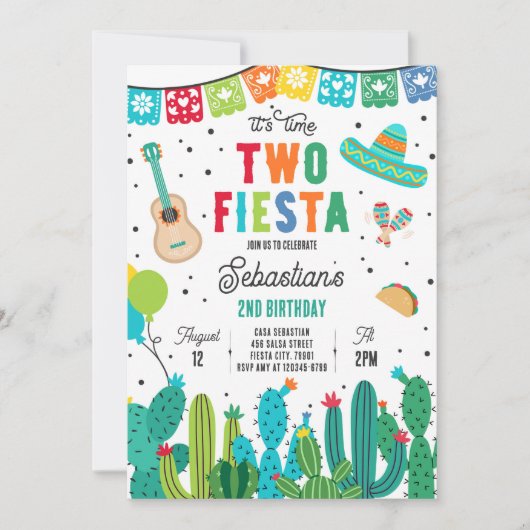 ツーエスタメキシカンフィエスタ第2誕生日パーティー 招待状 (正面)