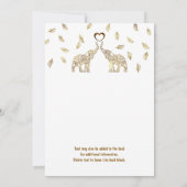 ツーエレファント＆ハートゴールド秋ウェディング招待状 招待状 (裏面)