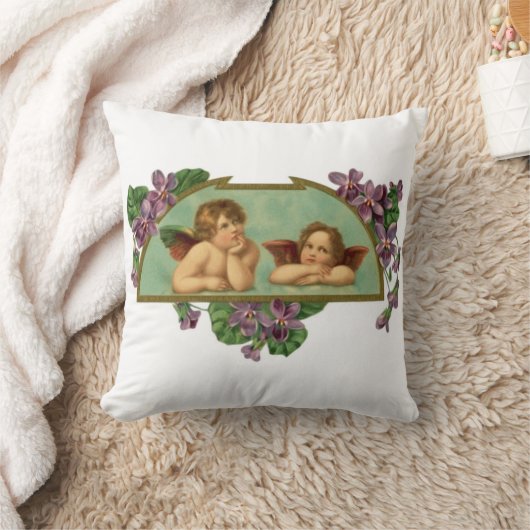 ツーエンジェル絵画ズヴィンテージ クッション (ブランケット)