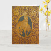 ツーカスタムル付きの革イメージグリーティングカード カード (黄色い花)