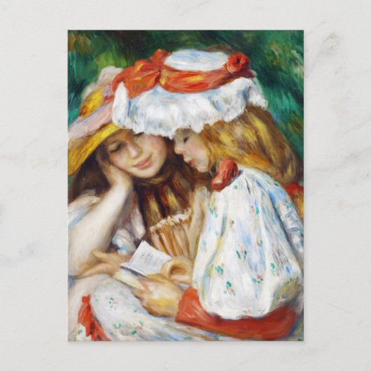 ツーガールズ読ピエール・アウグスト・ルノアール絵画ズ ポストカード (正面)