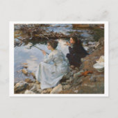 ツーガールズ魚釣りファインアート ポストカード (正面)