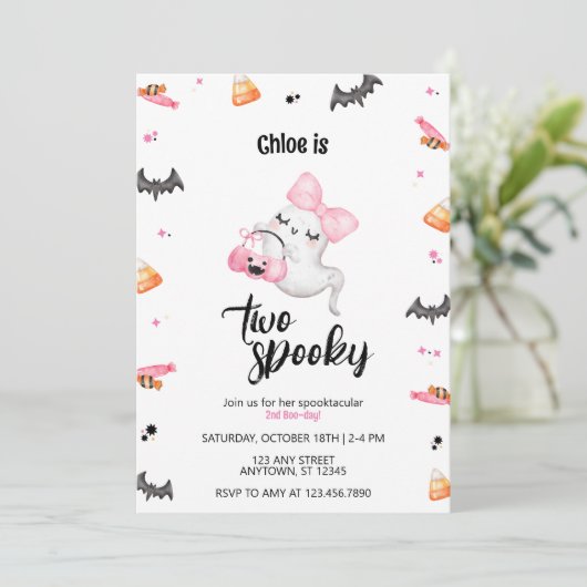 ツーガール不気味セカンドブデイハロウィーン誕生日 招待状 (スタンド正面)