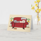 ツーキャッツオンチェアユーモア誕生日 カード (黄色い花)