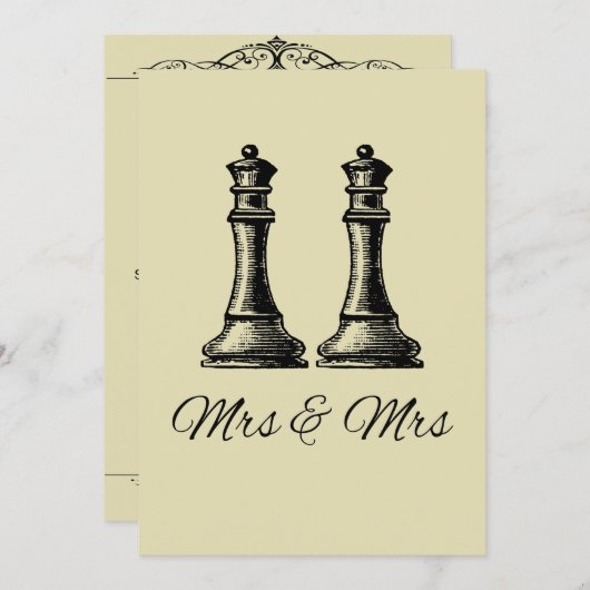 ツークイーンズレズ結婚ビアン 招待状 (正面/裏面)