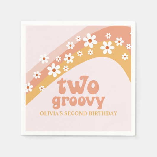 ツーグルービーレトロデイジーボホレインボーナプキンズ スタンダードカクテルナプキン (正面)