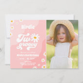 ツーグルービー第2誕生日パーティーボホレトロデイジー 招待状 (正面)