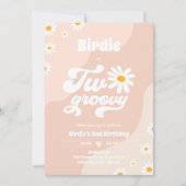 ツーグルービー第2誕生日パーティーボホレトロデイジー 招待状 (正面)