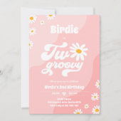 ツーグルービー第2誕生日パーティーボホレトロデイジー 招待状 (正面)