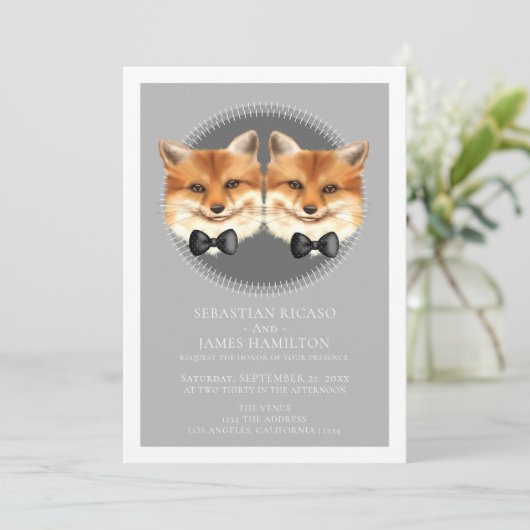 ツーグルームズキツネをテーマにしたゲイ結婚ズ 案内状 (スタンド正面)