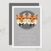 ツーグルームズキツネをテーマにしたゲイ結婚ズ 案内状 (正面/裏面)
