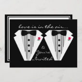 ツーグルームズゲイ結婚トゥキシード 招待状 (正面/裏面)