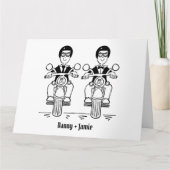 ツーグルームズバイクもしくは自転車に乗る人結婚バイク カード (正面)