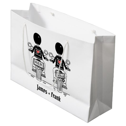 ツーグルームズバイクもしくは自転車に乗る人結婚バイク ラージペーパーバッグ (正面アングル)