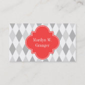 ツーグレーウィットハーレクインコーラル3イニシャルモノグラム 名刺 (裏面)