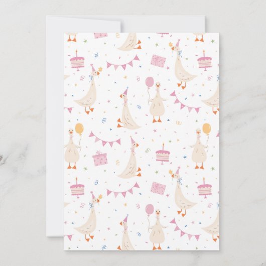 ツーグース間抜け2nd誕生日招待状ガールピンク 招待状 (裏面)