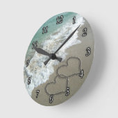 ツーサンドハートオンビーチ ラウンド壁時計 (傾斜)
