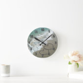 ツーサンドハートオンビーチ ラウンド壁時計 (ホーム)