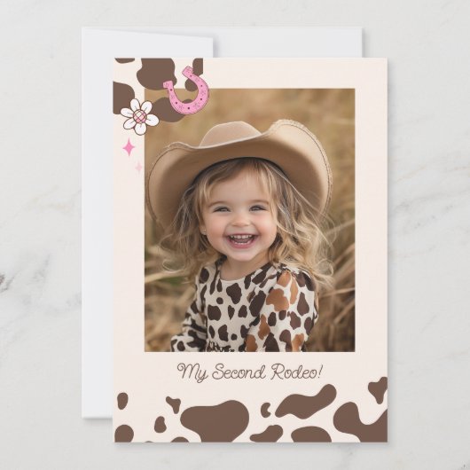 ツーザウエスト女性のカーボーイ2nd誕生日 招待状 (裏面)